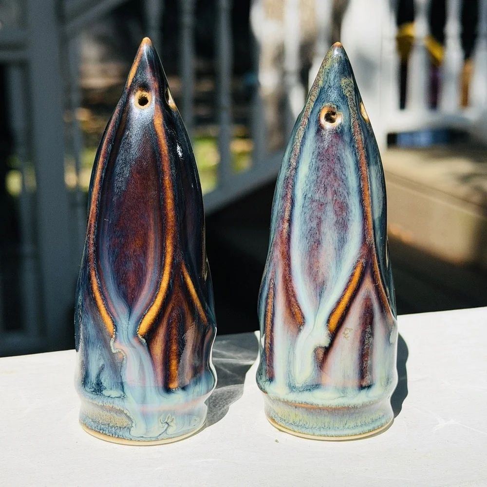 Bill Campbell Pottery Conical Salt & Pepper Shakers 4.5